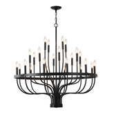 24-Light Black Chandelier Industrial Iron Candle Chandelier Modern Suspended Farmhouse Chandeliers Pendant Light Fixtures for Dining Room Bedroom Living Room Kitchen Island Foyer E12 Bulb (NO Include)