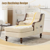 UNITED WE WIN Oversized Chaise Lounge Indoor,Fabric Single Sofa Bed with Wide Seat,Upholstered Lazy Sleeper Armchair,Reading Couch Set for Living Room,Bedroom