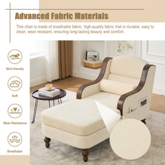 UNITED WE WIN Oversized Chaise Lounge Indoor,Fabric Single Sofa Bed with Wide Seat,Upholstered Lazy Sleeper Armchair,Reading Couch Set for Living Room,Bedroom