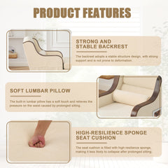 UNITED WE WIN Oversized Chaise Lounge Indoor,Fabric Single Sofa Bed with Wide Seat,Upholstered Lazy Sleeper Armchair,Reading Couch Set for Living Room,Bedroom