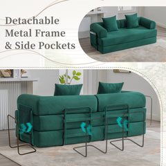 UNITED WE WIN Foldable and compressible sofa, featuring a sturdy metal frame, It allows you to freely create a personalized leisure area. A combination of modern metal and fabric for Small Spaces