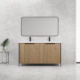 60" Freestanding Bathroom Vanity with Double Resin Sink & 4 Soft-Close Cabinet Doors (KD-Packing)-W999S00298