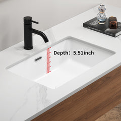 Rectangular Undermount Bathroom Sink -22 *15 inch Vessel Sink,Undermount Bathroom Sink Rectangle, White Ceramic Lavatory Vanity Basin with Overflow