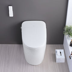 Smart Toilet Bidet Combo with Self-Cleaning Nozzle, Heated Seat, Night Light, Knob Control, Power Outage Flushing, Soft Close, Auto Flush, with Remote Control