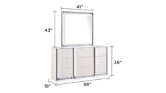 Fabio Contemporary Style 6-Drawer Dresser Made with Diamond-Patterned Side Accents with LED Lighting and Wood in White Finish(INCLUDES DRESSER ONLY) same as B009P309318 (CA inventory)