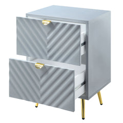 Grey High Gloss 2-drawer Nightstand