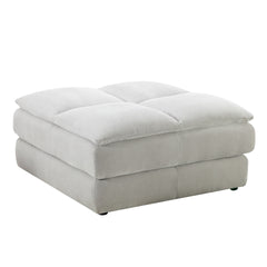 Breton Contemporary Fabric Tufted Sofa with Ottoman, Oyster