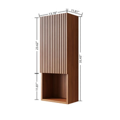 MITCH 35" Tall Bathroom Wall Mounted Cabinet, Narrow Storage Cabinet with Door and Shelves, Suitable for Small Spaces, Applicable to Bathroom, Living Rooms and Laundry, Brown Oak Woodgrain Color