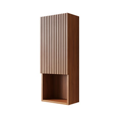 MITCH 35" Tall Bathroom Wall Mounted Cabinet, Narrow Storage Cabinet with Door and Shelves, Suitable for Small Spaces, Applicable to Bathroom, Living Rooms and Laundry, Brown Oak Woodgrain Color