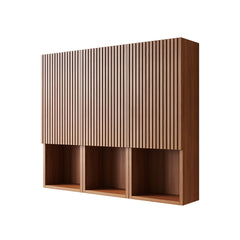 MITCH 41" Bathroom Wall Mounted Cabinet, Composed of 3 Cabinets with Doors and Open Compartments, Can be Used in Combination or Individually, Suitable for Bathroom, etc., Brown Oak Woodgrain Color