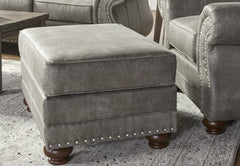 Leinster Faux Leather Upholstered Nailhead Ottoman