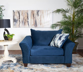 Camero Fabric Pillowback Arm Chair, Navy Blue