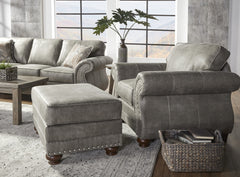 Leinster Faux Leather Upholstered Nailhead Chair and Ottoman