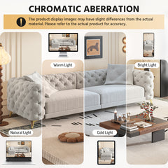 97.7" 3-in-1 Convertible Sleeper Sofa,28.4" Deep Seat Pull Out Sofa Bed,Button Tufted Modern Sofa,4-Seater Couch with Movable Ottoman for Apartment,Office,Bedroom,Light Grey(NEW SKU:W1885S00300)