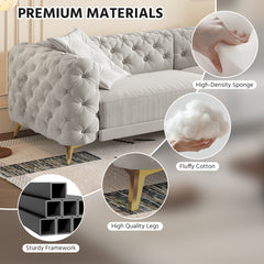 97.7" 3-in-1 Convertible Sleeper Sofa,28.4" Deep Seat Pull Out Sofa Bed,Button Tufted Modern Sofa,4-Seater Couch with Movable Ottoman for Apartment,Office,Bedroom,Light Grey(NEW SKU:W1885S00300)