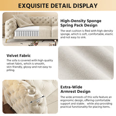 97.7" 3-in-1 Convertible Sleeper Sofa, 28.4" Deep Seat Pull Out Sofa Bed,Button Tufted Modern Sofa, 4-Seater Couch with Movable Ottoman for Apartment, Office, Bedroom,Beige/White(NEW SKU:W1885S00297)