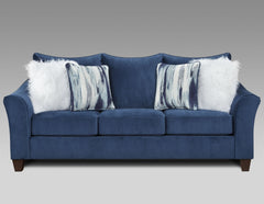 Camero Fabric Pillowback 2-Piece Living Room Set, Sofa and Loveseat, Navy Blue
