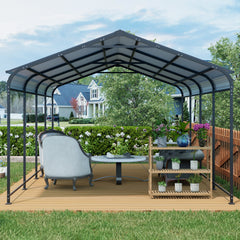 12 X 21 FT Carport, Heavy Duty Carport with Galvanized Steel Roof and Frame, Metal Carport Large Garage for Driveway Car, Truck