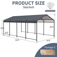 12 X 21 FT Carport, Heavy Duty Carport with Galvanized Steel Roof and Frame, Metal Carport Large Garage for Driveway Car, Truck