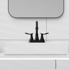 2-Handle 4-Inch Matte Black Bathroom Faucet, Bathroom Vanity Sink Faucets with Pop-up Drain and Supply Hoses
