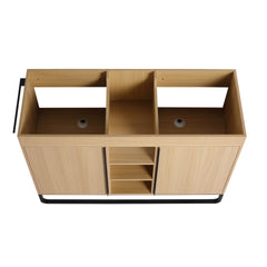 48" Freestanding Bathroom Cabinet, 2-Soft Close Door & 3-Open Storage Rack, KD-Packing (Vanity Only, Without Sink)