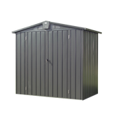 Outdoor Storage Shed 6.5'x 4.2', Metal Garden Shed for Bike, Trash Can, Tools, Lawn Mowers,Galvanized Steel Outdoor Storage Cabinet with Lockable Door for Backyard, Patio, Lawn (6.5x4.2ft, Dark Gray)