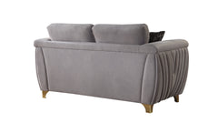 Leena Contemporary Style Upholstery Loveseat Made with Wood in Gold accent & Gray
