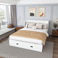 57 inches Murphy bed, with storage drawers and charging cabinet, with foldable panels, with swivel wheels, noise-free, suitable for guest rooms, living rooms and offices,white