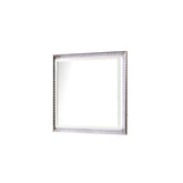 Fabio Contemporary Style Mirror Made with Diamond-Patterned Side Accents with LED Lighting and Wood in White Finish(INCLUDES ONLY MIRROR) same as B009P309319 (CA inventory)