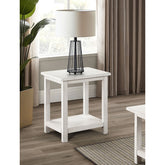 Castleton Distressed White Wood End Table with Shelf
