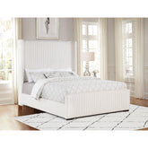 Ian Cream Upholstered Queen Wingback Bed