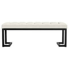 Mira Vanilla Boucle Upholstered Tufted Accent Bench