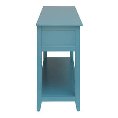 Teal Console Table with Bottom Shelf