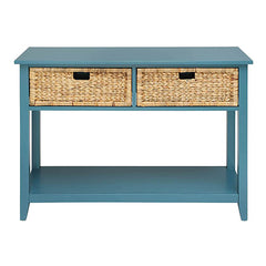 Teal Console Table with Bottom Shelf