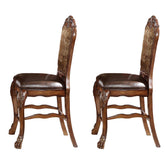 Beige and Cherry Oak Counter Height Chairs (Set of 2)