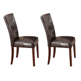 Espresso and Walnut Tufted Back Side Chairs (Set of 2)