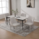 21.46" Wide Modern Minimalist Dining Chair Set Of 4, Chenille Upholstered, Rubberwood Legs, High Curved Backrest, Suitable For Dining Room, Kitchen, Living Room, Bedroom, Apartment,BEIGE