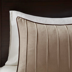 7 Piece Faux Suede Comforter Set Beige Full
