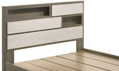 Gem Modern Style 4 Pc King Bedroom Set Made with Wood in Beige & Brown