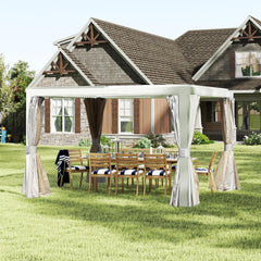 10x12 FT Outdoor Louvered Pergola with Adjustable Louvers-White