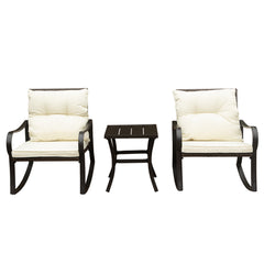 Metal 2 - Person Outdoor Patio Rocking Seating Group with Cushions