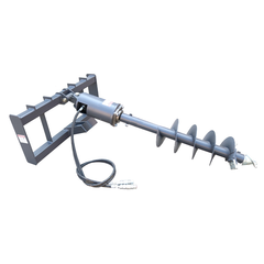skid steer post hole auger drive attachment, 18" diameter auger, 46" drilling depth, standard flow