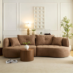 WKS7C Camel color modular sofa, durable fabric fabric, solid wood frame, high density sponge padding, seating for 4 people, suitable for any living space