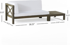 BRAVA X-BACK CORNER BENCH-L WITH COFFEE TABLE , WHITE