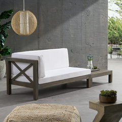 BRAVA X-BACK CORNER BENCH-L WITH COFFEE TABLE , WHITE