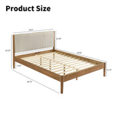 Vichy 3-Piece Rubberwood Corduroy Bedroom Set, Platform Bed with Two Nightstands, Queen