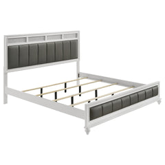 Talia White and Grey Upholstered Eastern King Panel Bed