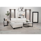 Granholm White Upholstered Curved Arm Sectional Sofa