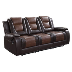 Modern Luxury Sofa Dual Reclining with Center Drop-Down Cup Holders 1pc Formal Living Room Furniture Premium Faux Leather Upholstery Comfortable Two-Tone Brown Finish