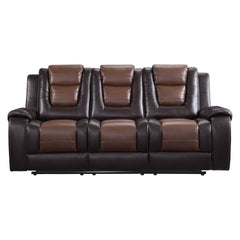 Modern Luxury Living Room Sofa Set 2pc Reclining Sofa Loveseat Formal Furniture Premium Faux Leather Upholstery Comfortable Two-Tone Brown Finish